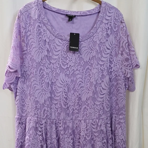 🥳HOST PICK🥳 Torrid 3 3X 22/24 Midi Lavender Lace Midi Fit Flare Dress Whimsy - Picture 5 of 12